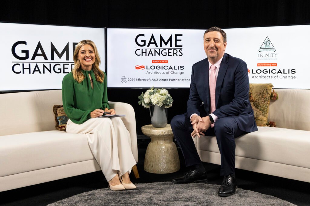 Paul Queeney and Gemma Acton on the set of Game Changers